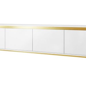 Tv-taso Hollander 200 cm - Valkoinen/Kulta