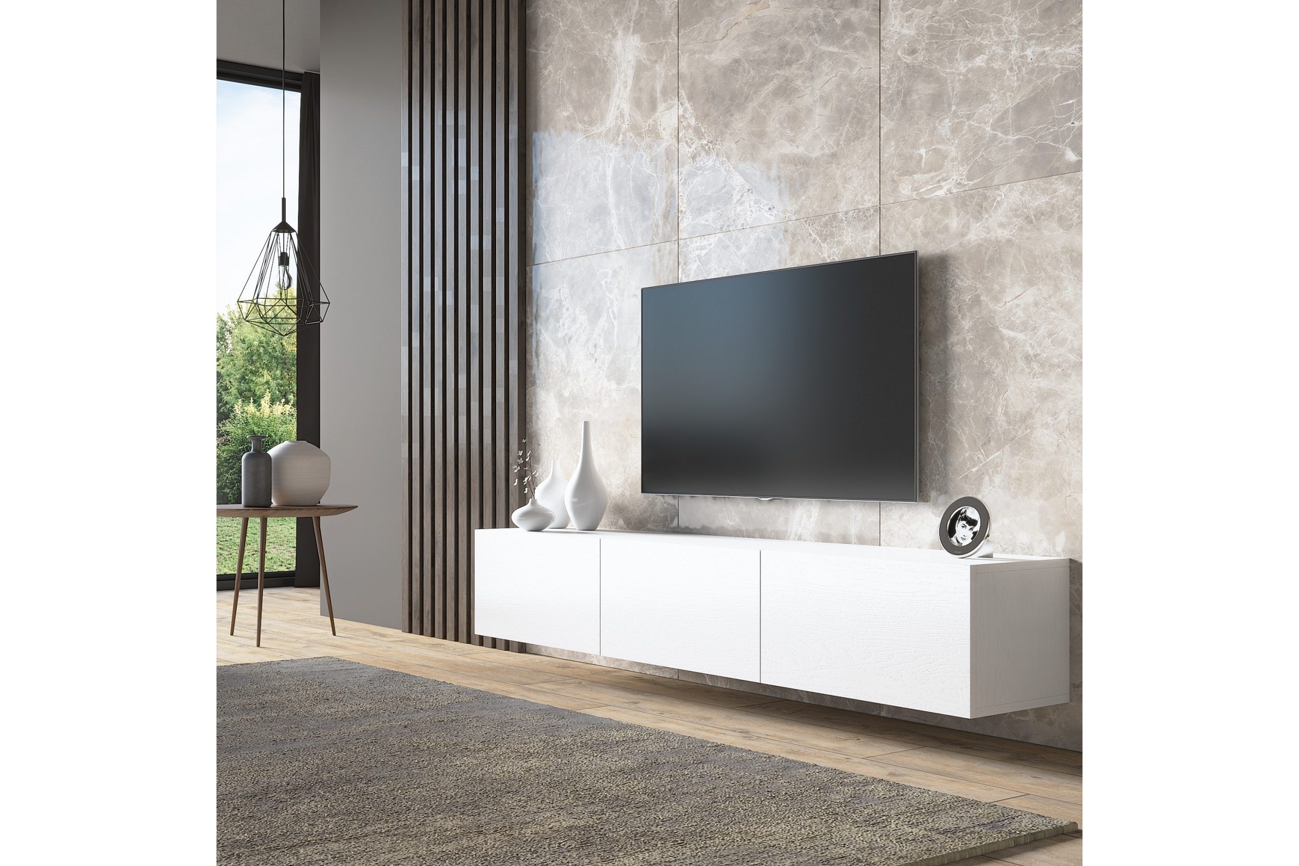 Elspet Tv-taso 180 cm - Valkoinen