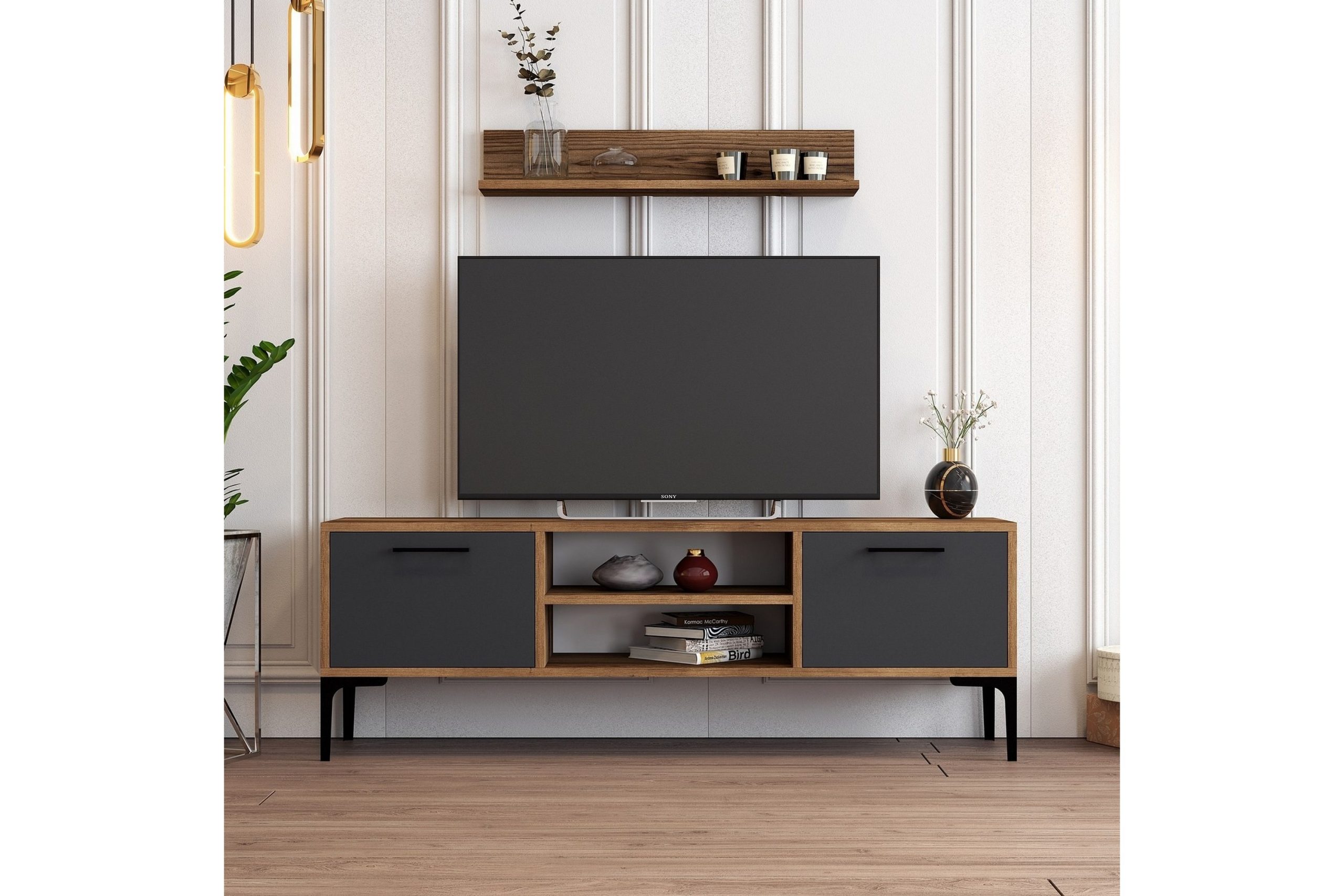 Holter Tv-taso 140 cm - Pähkinäpuu/Antrasiitti