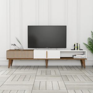 Lissione Tv-taso 180 cm - Pähkinäpuu/Valkoinen