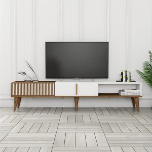 Lissione Tv-taso 180 cm - Pähkinäpuu/Valkoinen