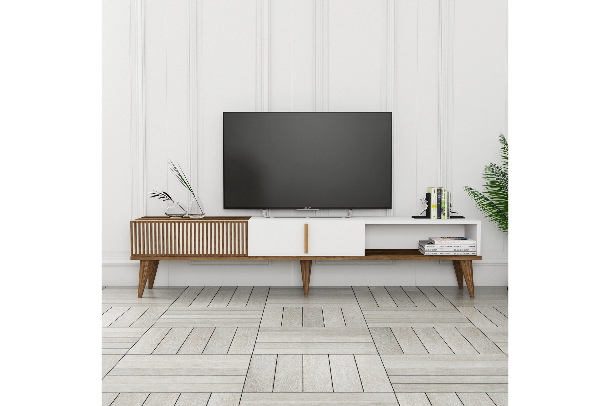 Lissione Tv-taso 180 cm - Pähkinäpuu/Valkoinen
