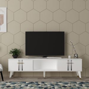 Harsum Tv-taso 150 cm - Valkoinen/Hopea