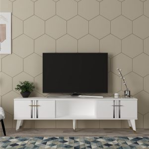 Harsum Tv-taso 150 cm - Valkoinen/Hopea