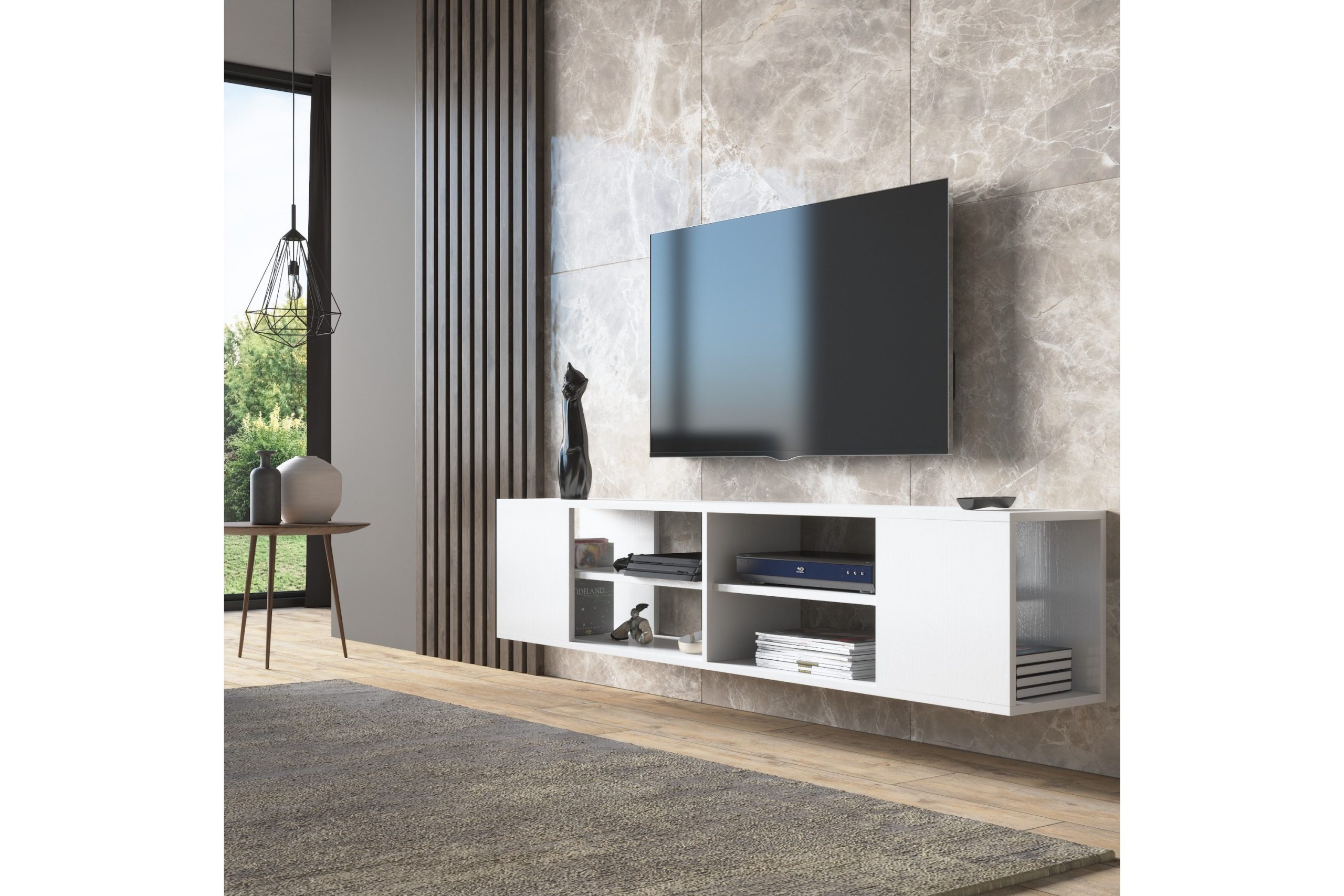 Elspet Tv-taso 180 cm - Valkoinen