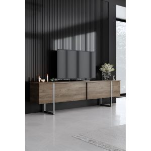 Luxe Tv-taso 180 cm - Pähkinäpuu/Hopea