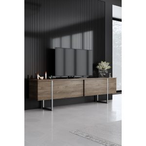 Luxe Tv-taso 180 cm - Pähkinäpuu/Hopea