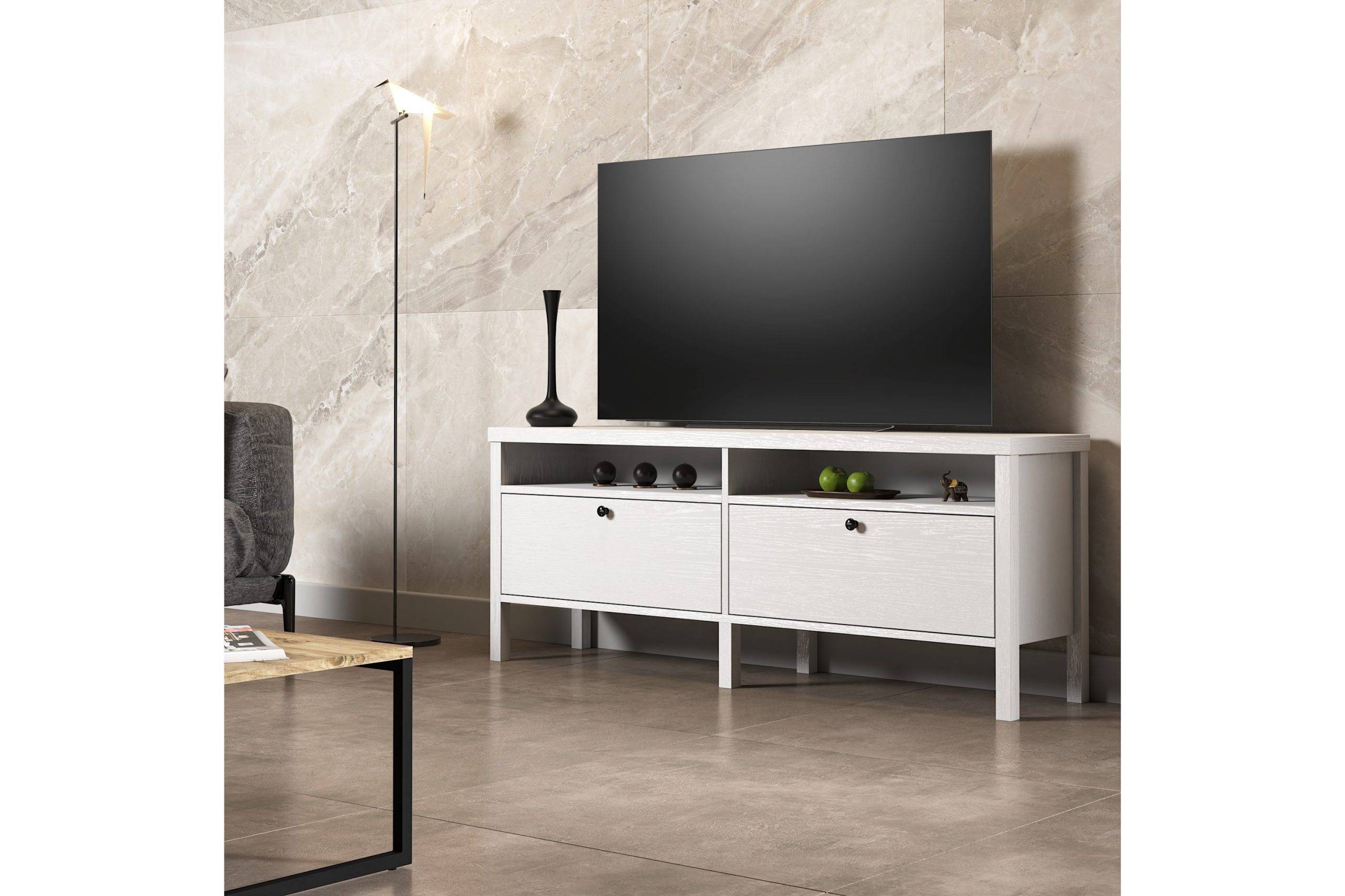 Elspet Tv-taso 150 cm - Ruskea/Valkoinen