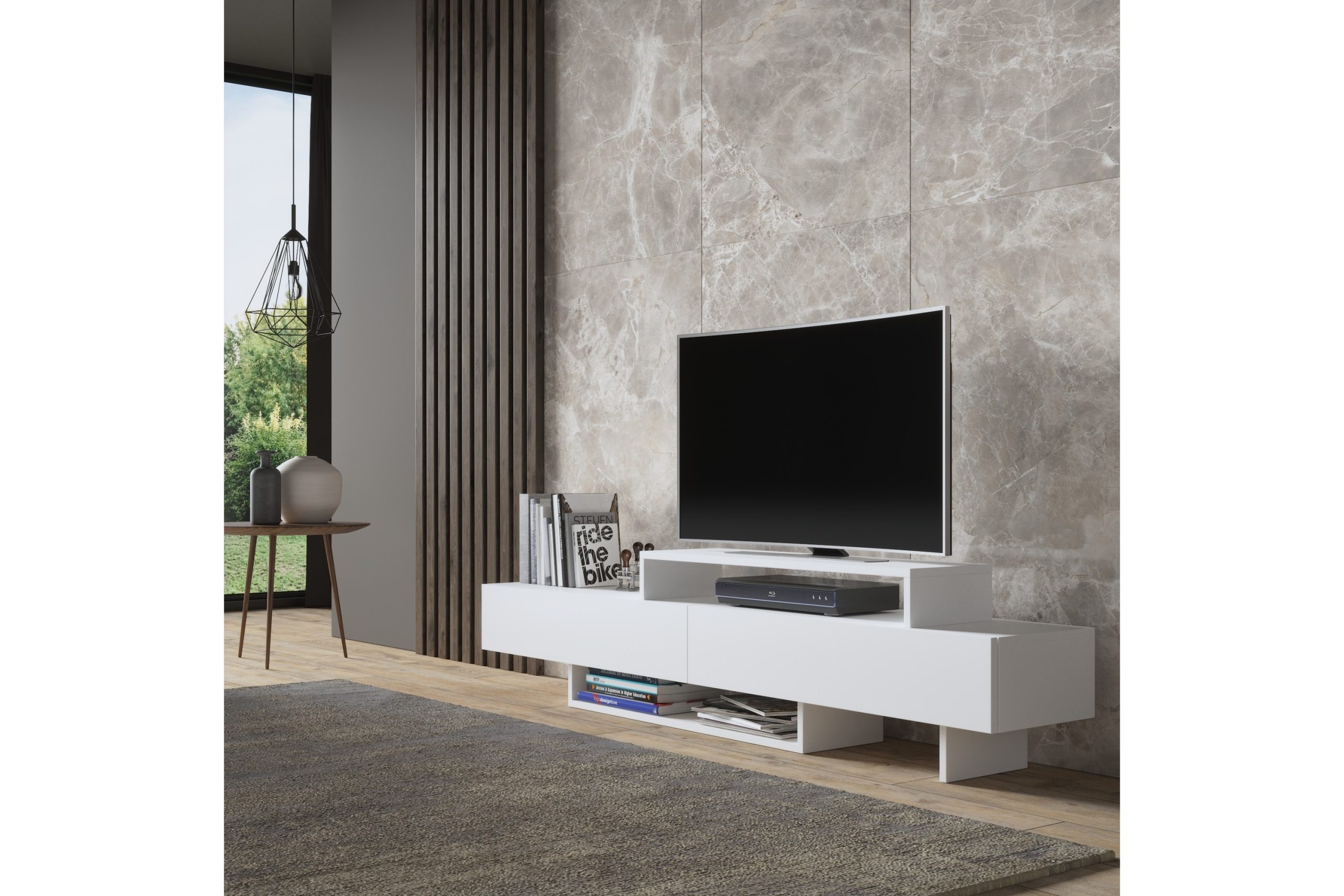 Elspet Tv-taso 180 cm - Valkoinen