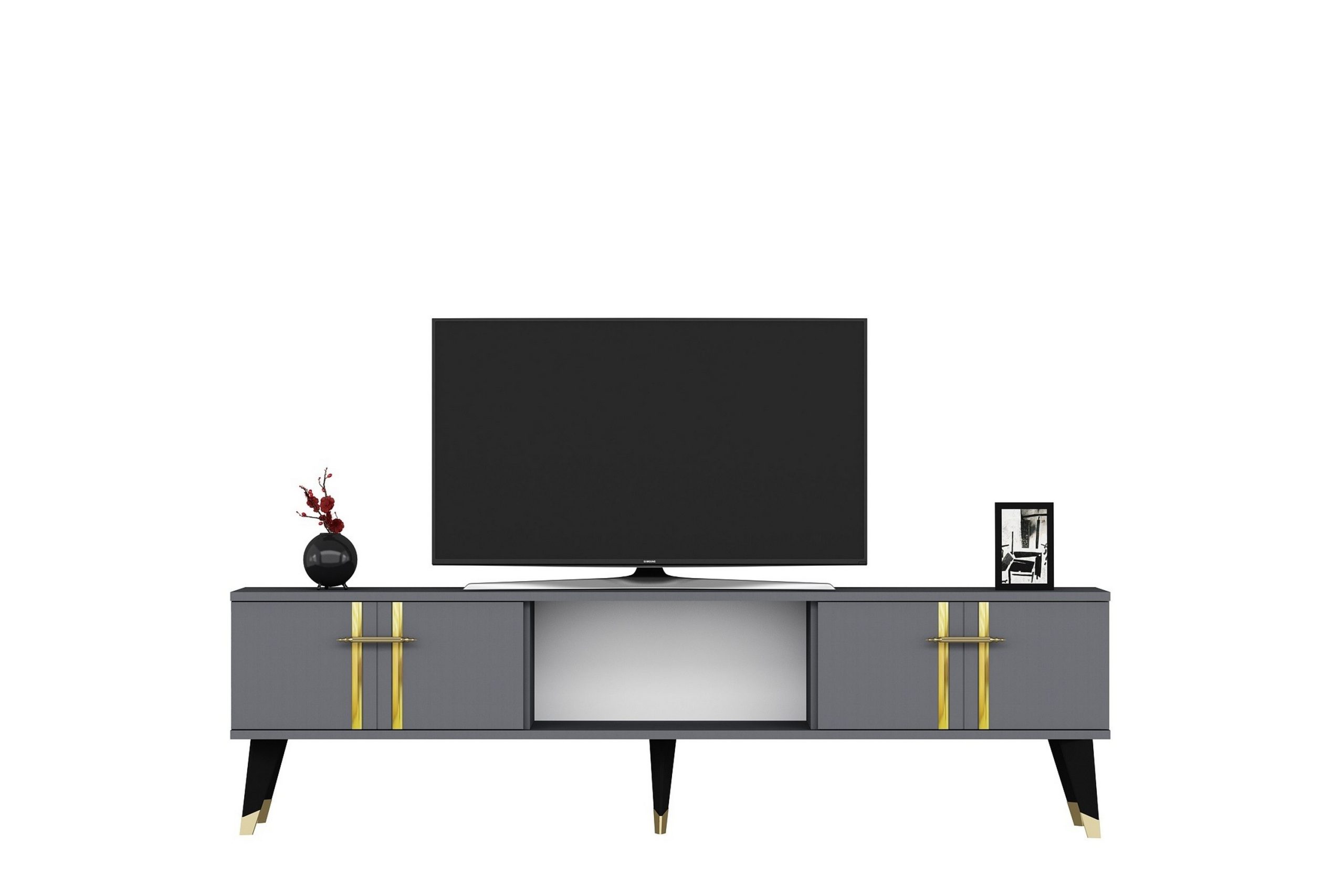 Harsum Tv-taso 150 cm - Antrasiitti/Kulta