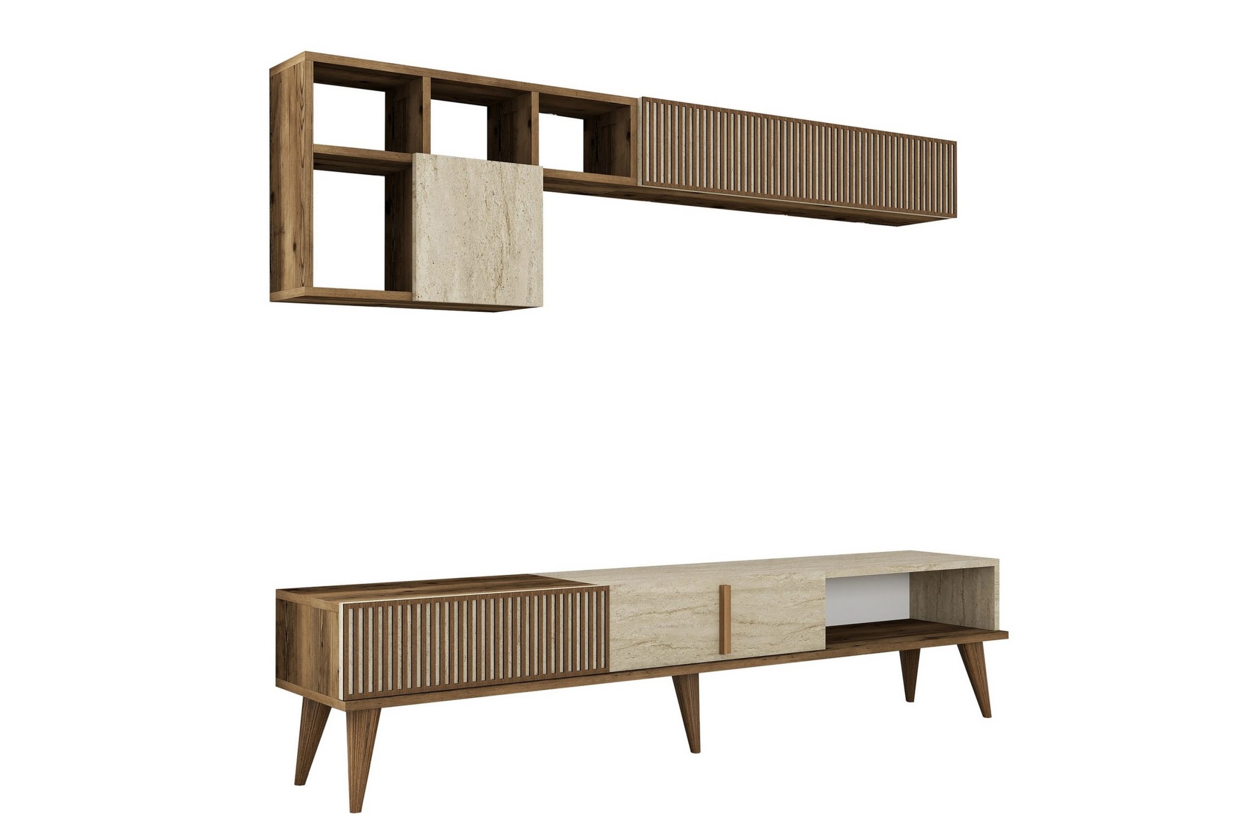 Lissione Tv-taso 180 cm - Pähkinäpuu/Beige