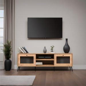 Mavran Tv-taso 180 cm - Tammi/Musta