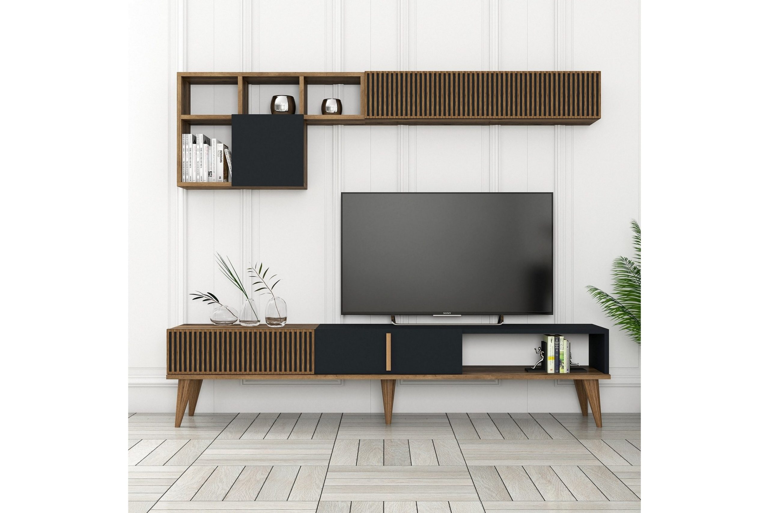 Lissione Tv-taso 180 cm - Pähkinäpuu/Antrasiitti