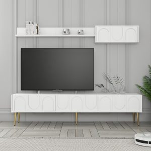 Hazim Tv-taso 180 cm - Valkoinen/Kulta