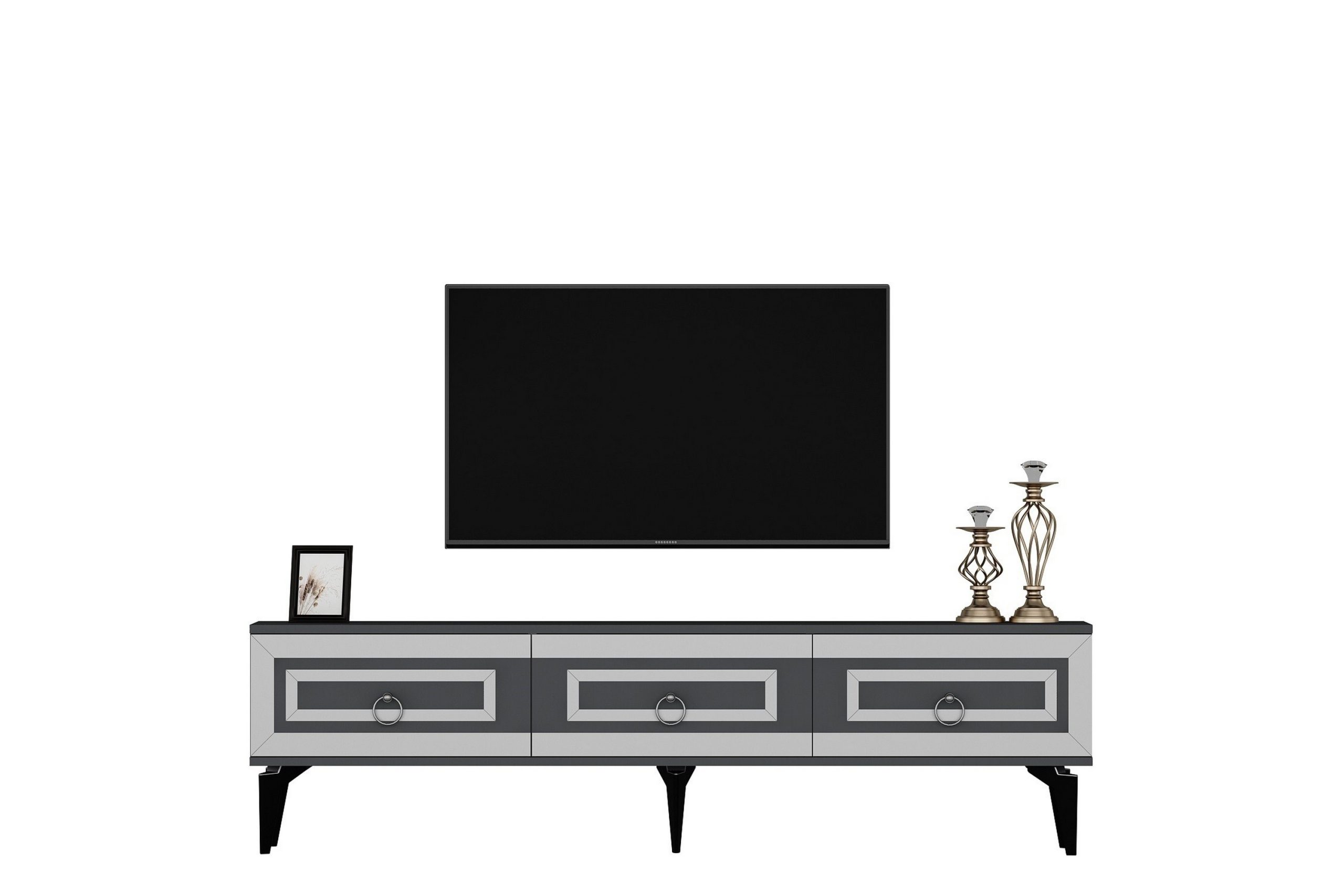 Harlen Tv-taso 180 cm - Antrasiitti/Hopea