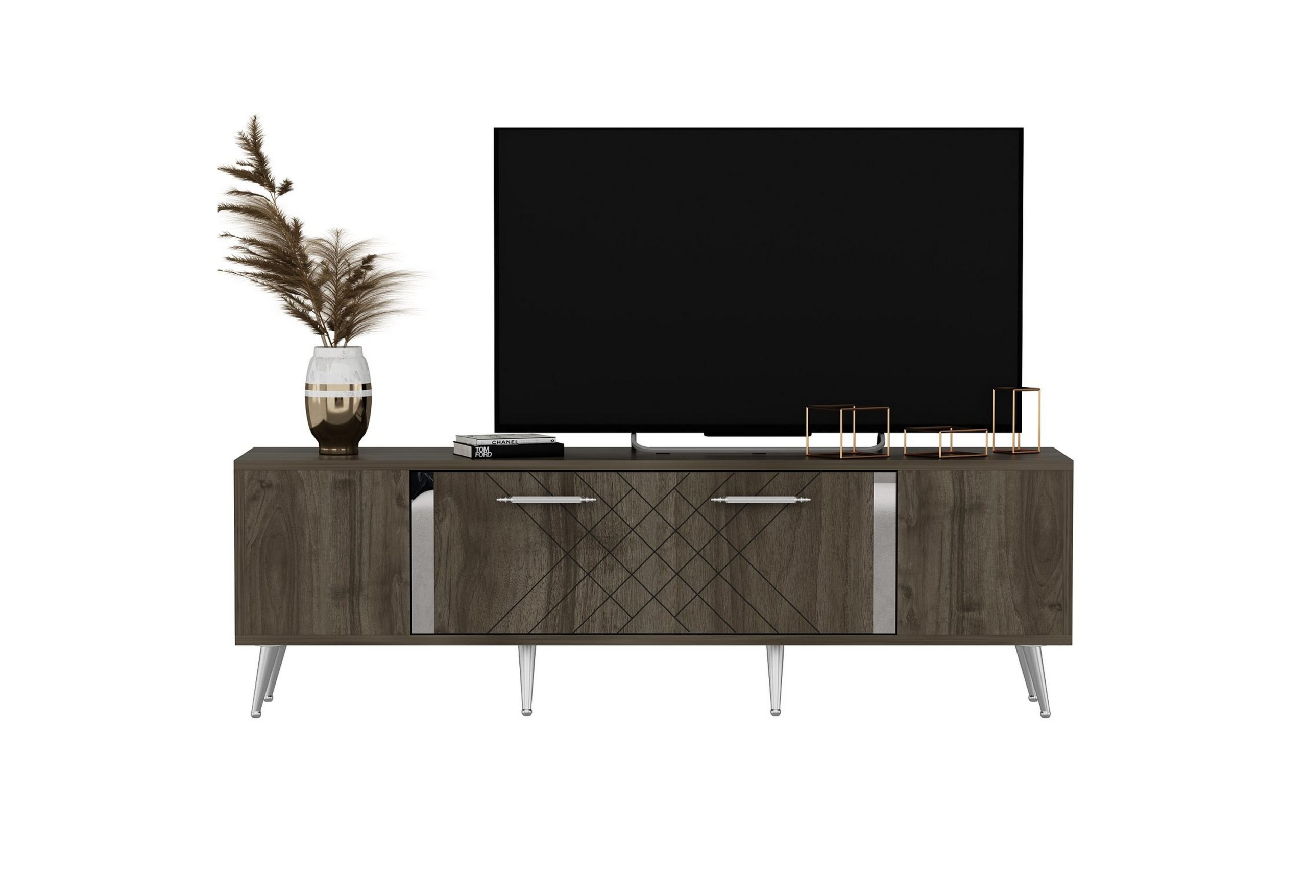 Detas Tv-taso 150 cm - Pähkinäpuu/Hopea