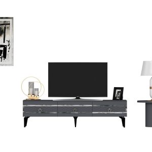 Ipek Tv-taso 180 cm - Antrasiitti/Hopea