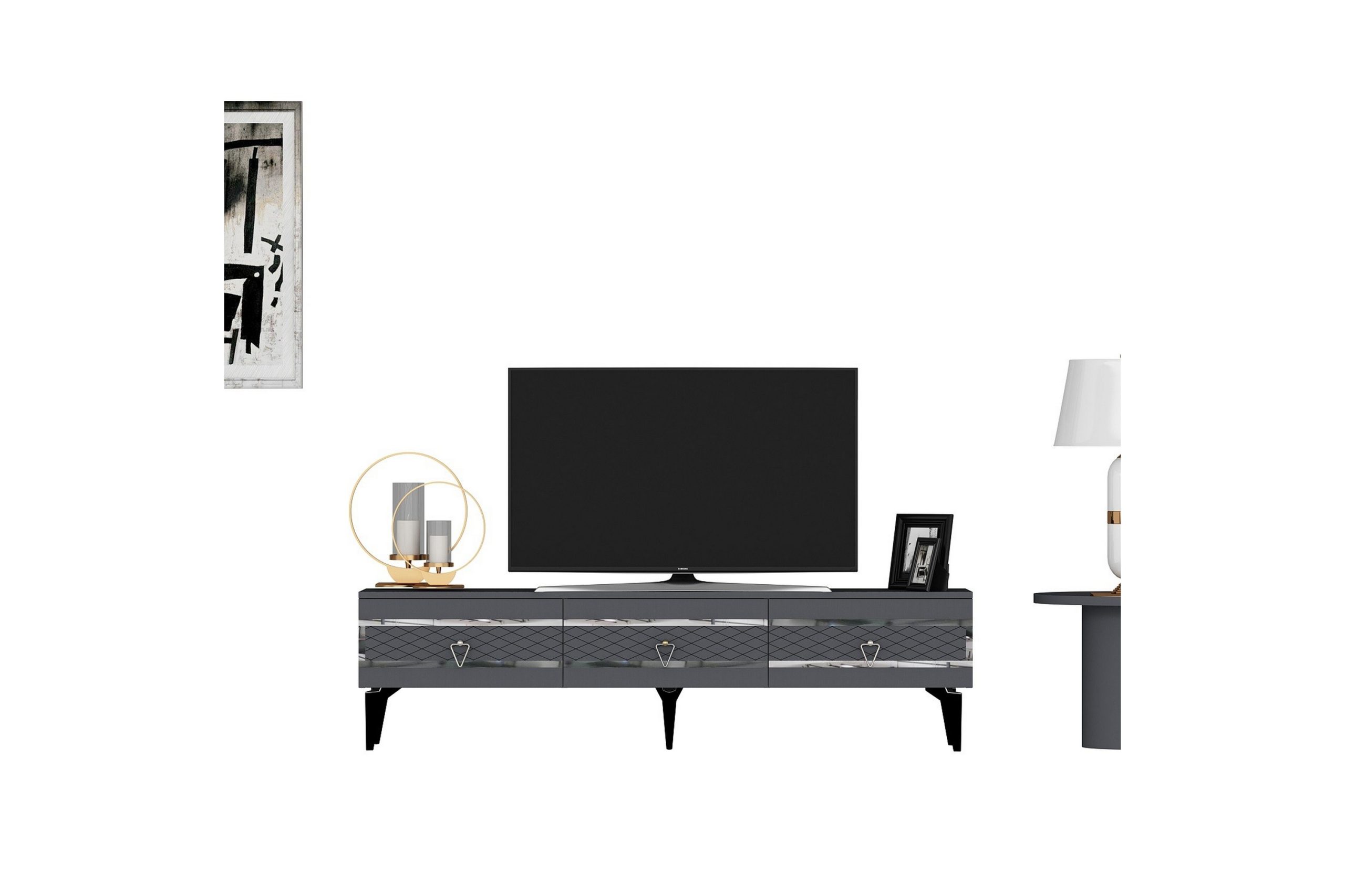 Ipek Tv-taso 180 cm - Antrasiitti/Hopea