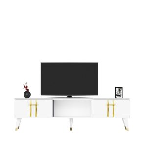 Harsum Tv-taso 150 cm - Valkoinen/Kulta