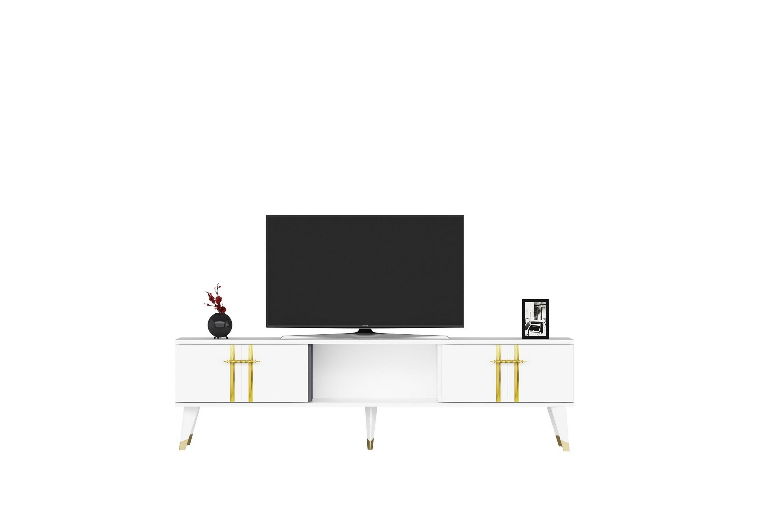 Harsum Tv-taso 150 cm - Valkoinen/Kulta