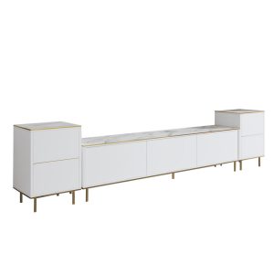 Imaj Tv-taso 180 cm - Valkoinen Marmori/Kulta