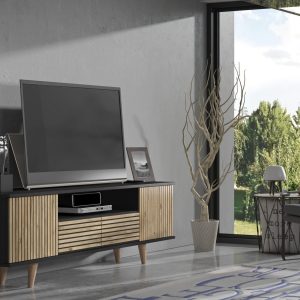 Elspet Tv-taso 180 cm - Musta/Ruskea