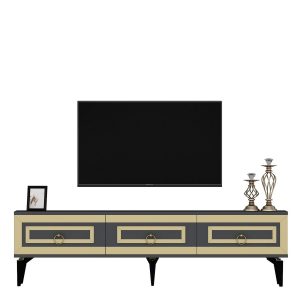 Harlen Tv-taso 180 cm - Antrasiitti/Kulta