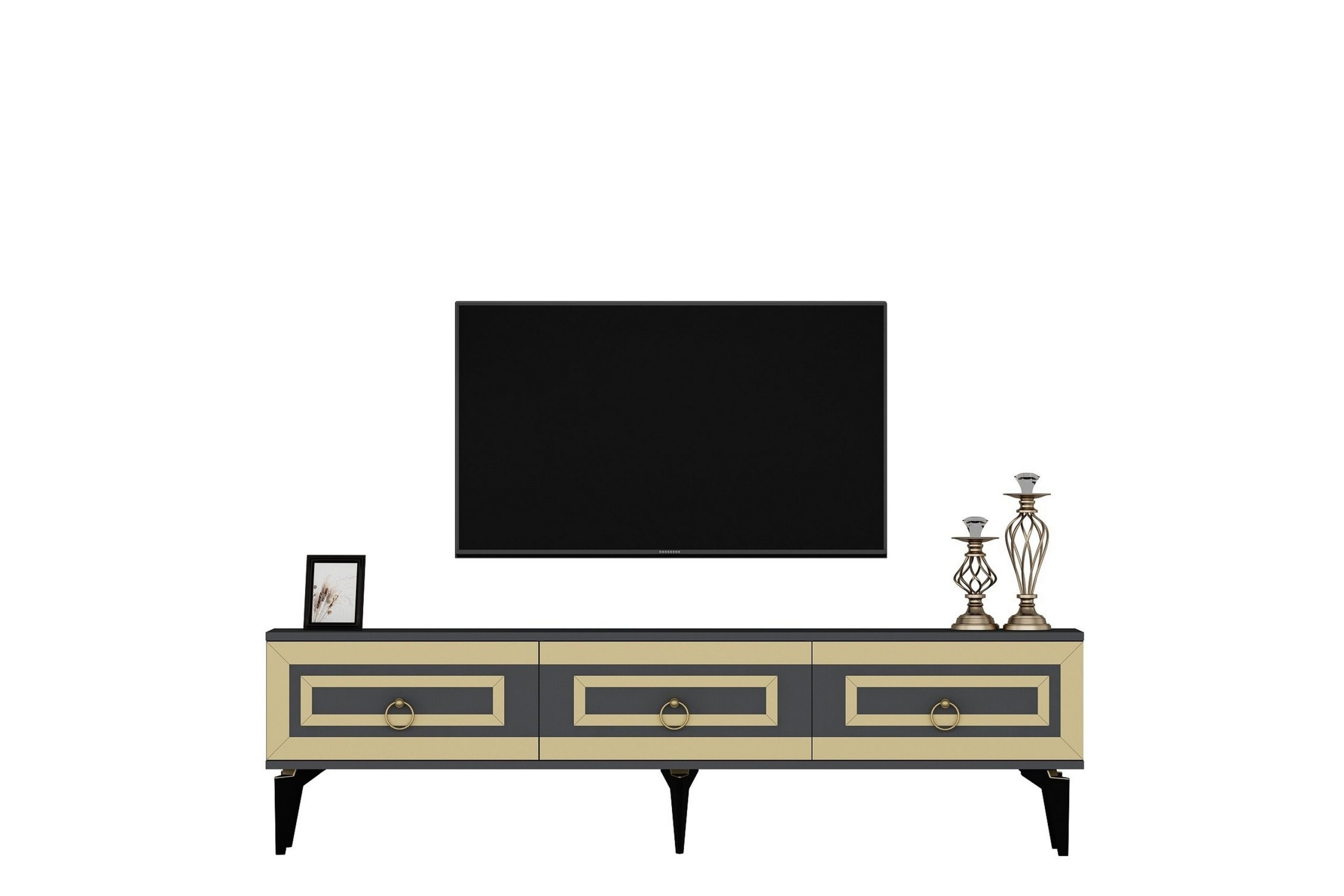 Harlen Tv-taso 180 cm - Antrasiitti/Kulta