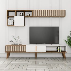 Lissione Tv-taso 180 cm - Pähkinäpuu/Valkoinen