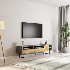 Gazali TV-taso 180 cm - Harmaa/Tammi