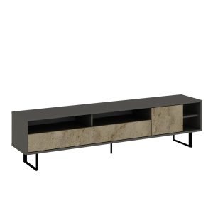 Gazali TV-taso 180 cm - Harmaa/Travertiini