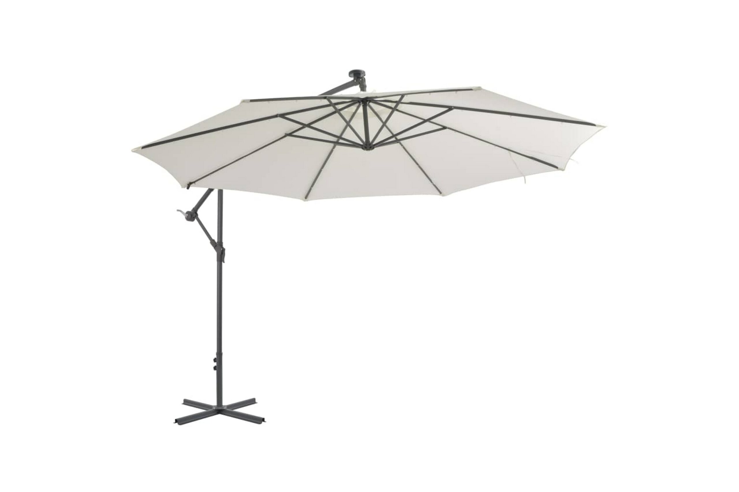 Aurinkovarjo LED-valoilla ja metallipylväällä 350 cm hiekka - Beige
