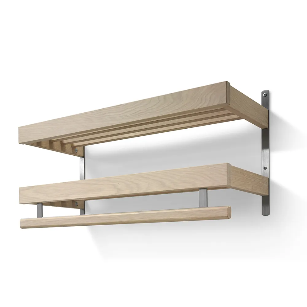 Oscarssons Möbel, Nadja Hattuhylly 80 cm 2 tasoa Valkoinen öljytty tammi/teräsjalka