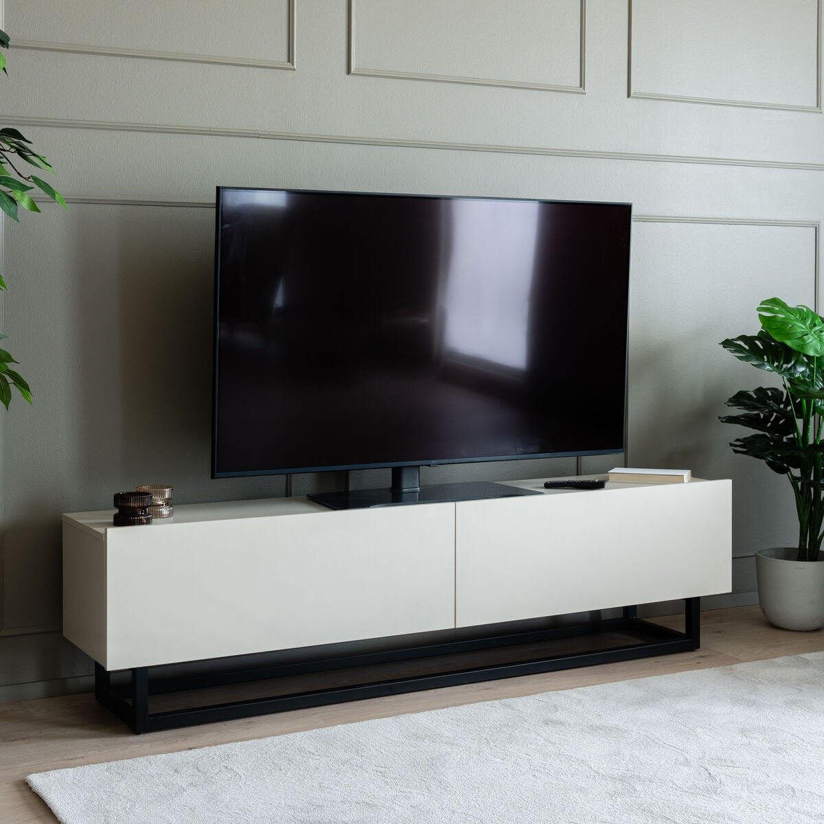 Blend tv-taso 180x37x47 cm greige/musta 2-laatuinen