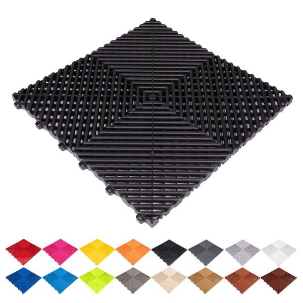 Lattialaatta Dr Dirt Garage Plaza HD (1,92 m²), Musta, 1.92 m² (12 laattaa)